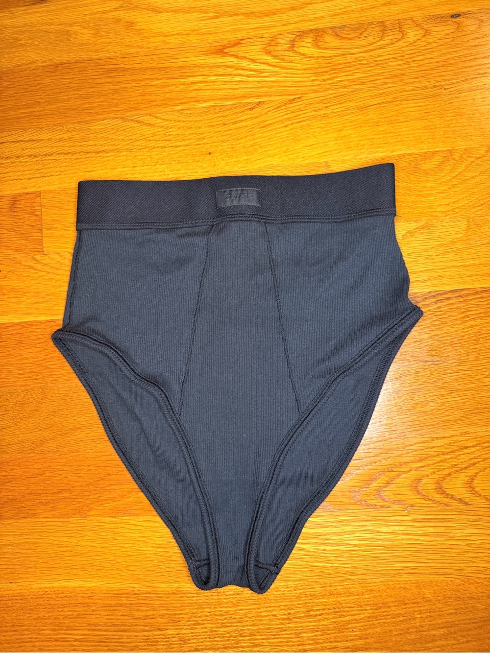 SKIMS Cotton Rib High Waist Brief S Soot Black NWT